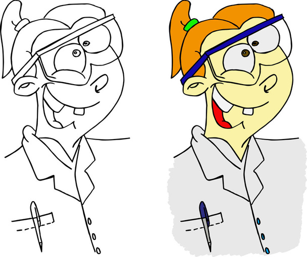Portret postać z kreskówki dziwne śmieszne lekarz - wektor - Wektor, obraz