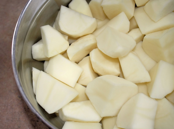 Fresh Peeled Potatoes In Pot Of Water - Photo, Image
