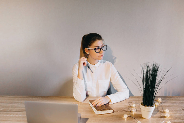 Beautiful businesswoman  with laptop in the office - Fotografie, Obrázek