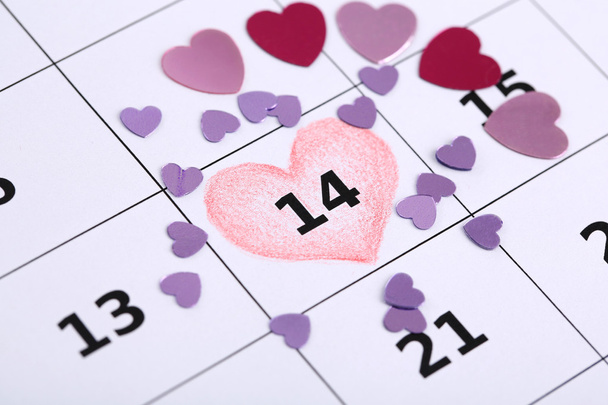 Notes on the calendar (valentines day), close-up - Фото, зображення