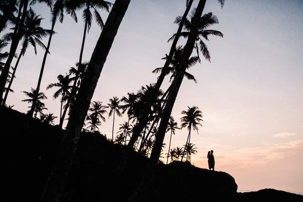 silhouette of Happy young  couple on the holidays,  Sri Lanka - Foto, immagini