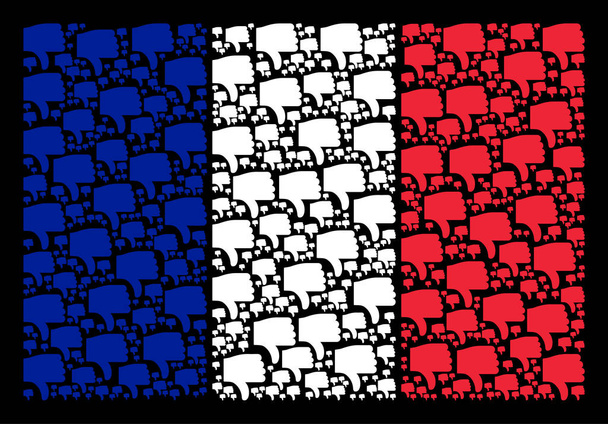 Franse vlag Collage van duim omlaag pictogrammen - Vector, afbeelding
