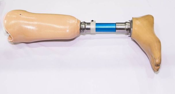 pierna artificial sobre fondo blanco
  - Foto, imagen