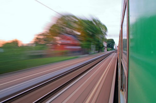 View from the window of speeding train - Photo, Image