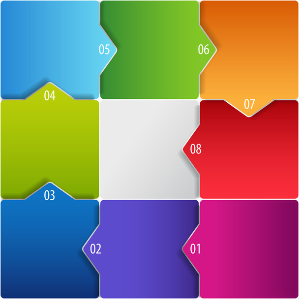 Conceptual vector of colorful cubes with arrows - Vector, Imagen
