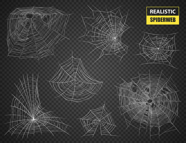 Realistische Spiderweb transparant Set - Vector, afbeelding