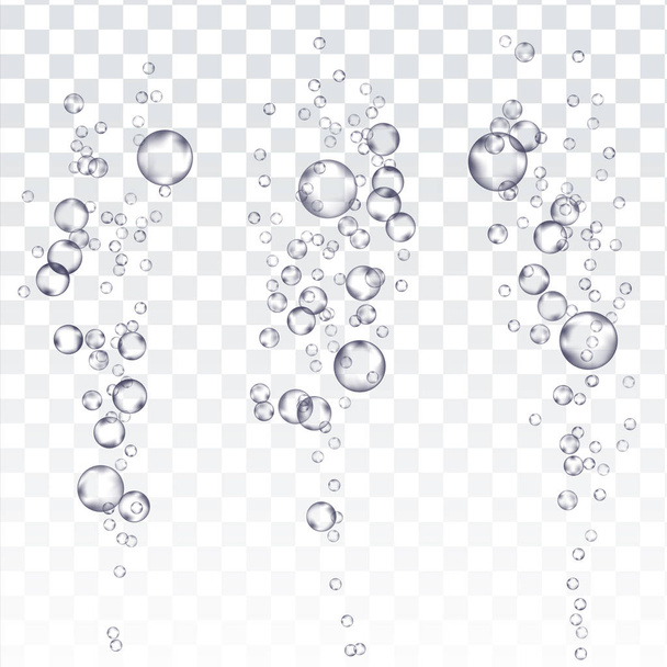 Vector de burbujas subacuáticas. Fizzy Aqua Sparkles In Water, Undersea. Medicina efervescente. Ilustración aislada realista transparente
 - Vector, Imagen