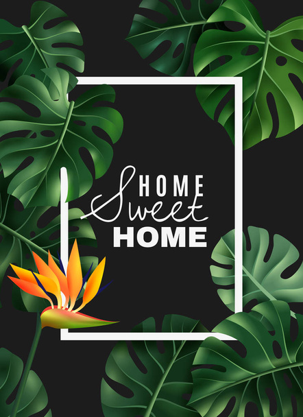 Realistic House Plant Frame Background - Vector, Image