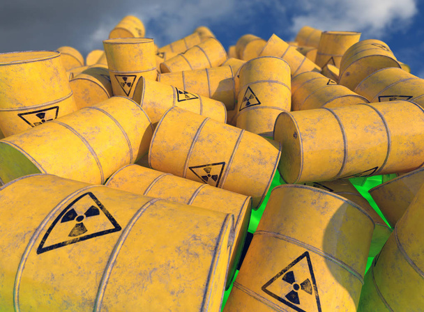 Barils contenant des déchets radioactifs. rendu 3D
. - Photo, image