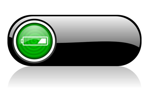 battery black and green web icon on white background - Фото, изображение