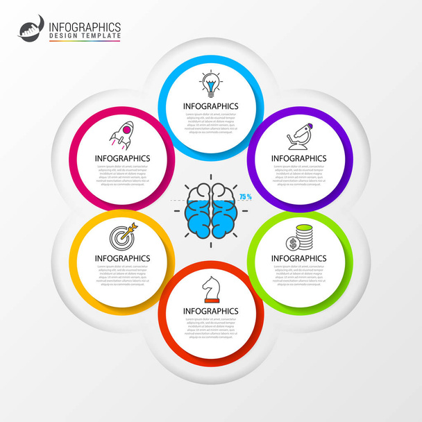 Infographic design template. Business concept with 6 steps - Vektor, obrázek