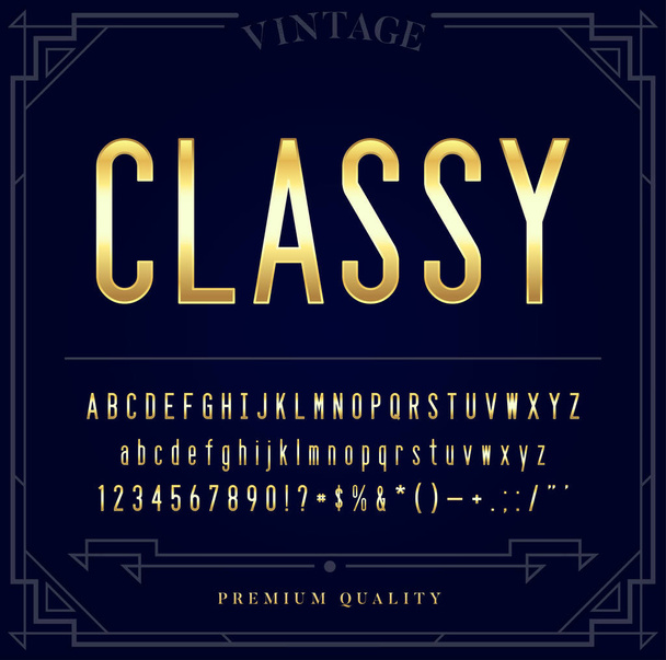 Gold Metallic Font Set. Letters, Numbers and Special Characters in Vector - Vector, Image