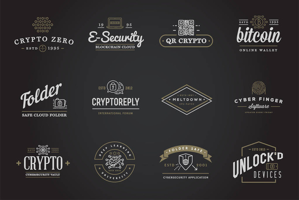 Conjunto de insignias y signos de identidad de seguridad cibernética vectorial Se puede utilizar como logotipo
 - Vector, imagen