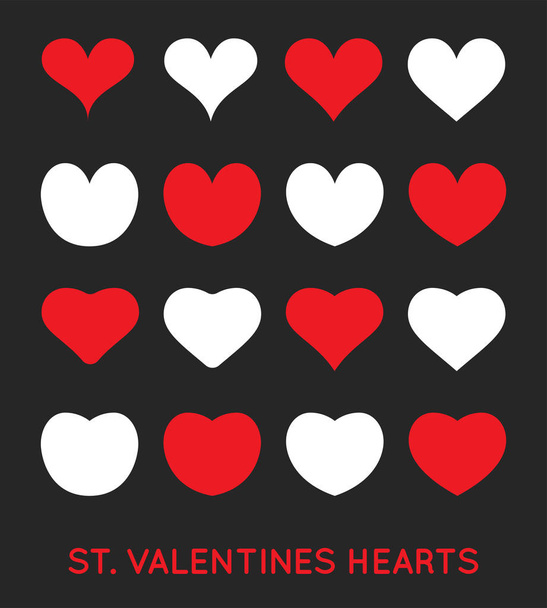 Szívek ikonok beállítása. Szent Valentin-nap február. Lehet használni a gyógyszert vagy fitness. - Vektor, kép