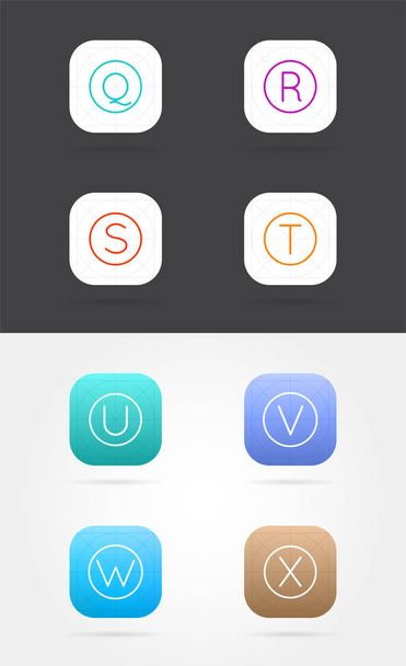 Gran conjunto de plantillas de iconos de aplicaciones con directrices. Vector de color fresco
 - Vector, Imagen