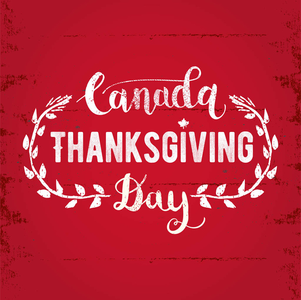 Ευχετήρια κάρτα για τον Καναδά ημέρα των ευχαριστιών. Ευτυχισμένη ημέρα των Ευχαριστιών γράμματα κείμενο εικονογράφηση διάνυσμα. - Διάνυσμα, εικόνα