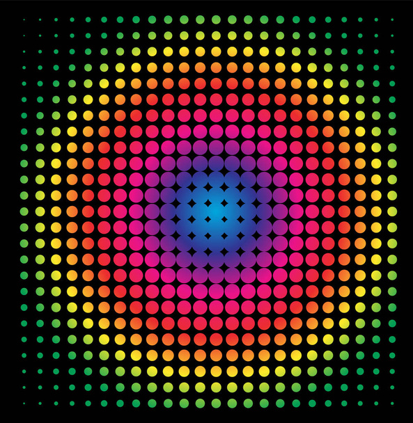 Πολύχρωμο ουράνιο τόξο κύκλο στην εικόνα ράστερ, Dot μοτίβο απόχρωσης, διάνυσμα. - Διάνυσμα, εικόνα