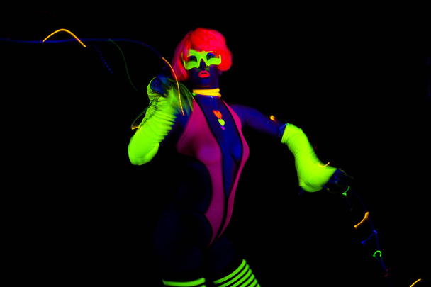 sexy neon uv glow dancer  - Photo, Image
