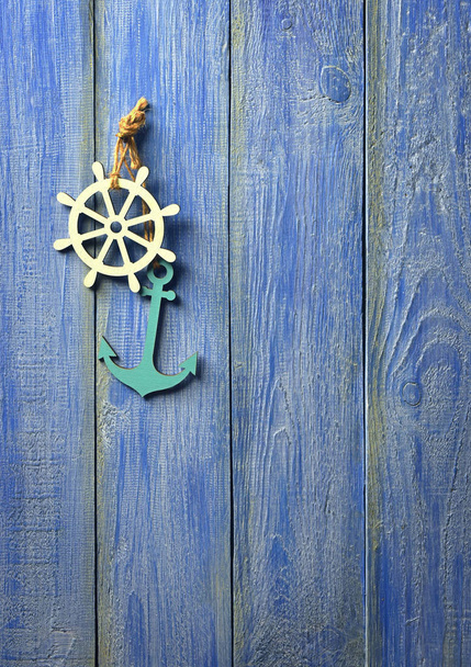  Travel.  Anchor and steering wheel. Sea Tourism Concept . - Photo, Image