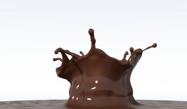 白い背景の上のチョコレートのスプラッシュの 3 d レンダリング - 写真・画像