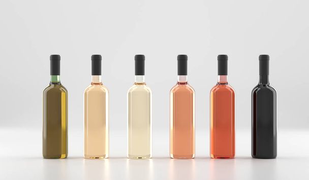 Различные бутылки вина без этикеток
 - Фото, изображение