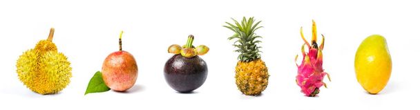 Collage di frutta tropicale isolato su bianco
 - Foto, immagini