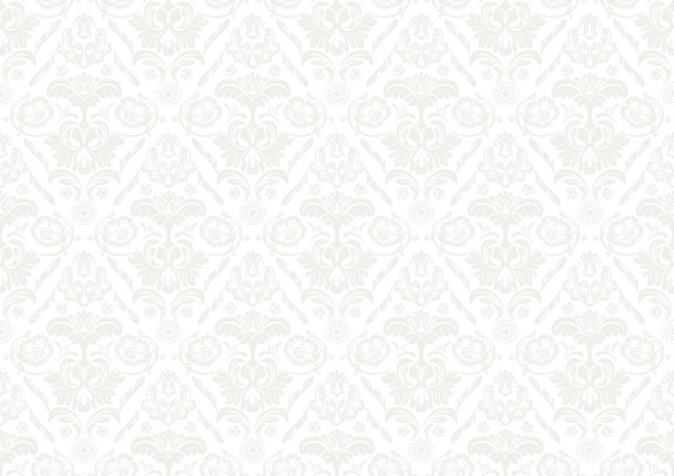 Silver Wallpaper with Damask Pattern - Repetitive Seamless Background Illustration, Vector - Vector, Image