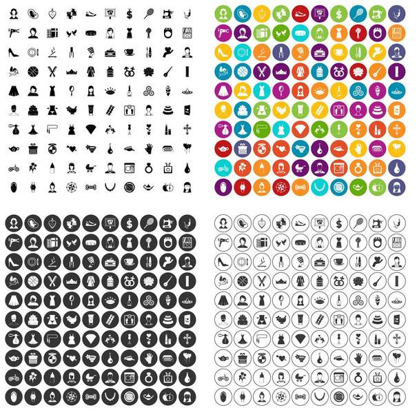 100 ženské ikony nastavit vektor varianta - Vektor, obrázek