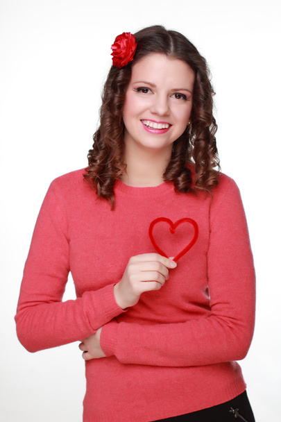 Girl with symbol of heart - Zdjęcie, obraz