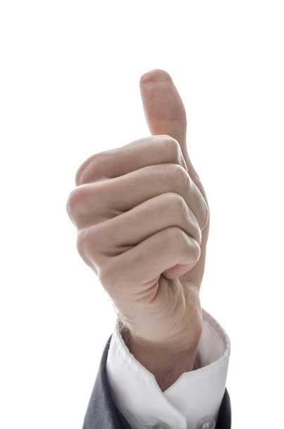 Mão de um homem de negócios mostrando um sinal ok
 - Foto, Imagem