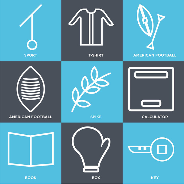 Set Of 9 simple editable icons - Vector, Image