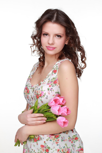 Girl with spring flower - Foto, Imagen