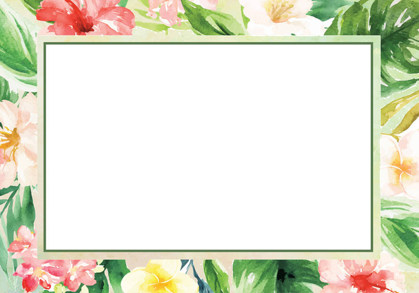 Acuarela tinta cepillo fondo con planta de verano y flor bor
 - Vector, imagen