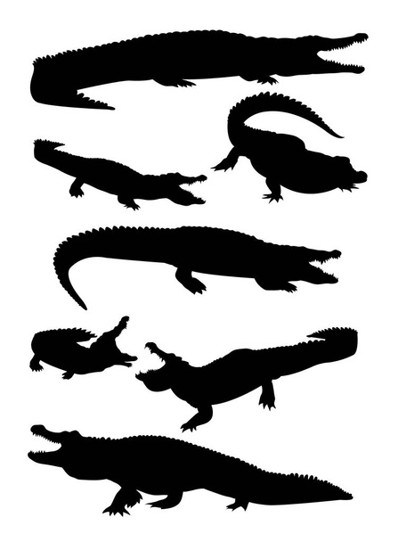 Crocodile animal silhouette 02. Good use for symbol, logo, web icon, mascot, sign, or any design you want. - Vetor, Imagem