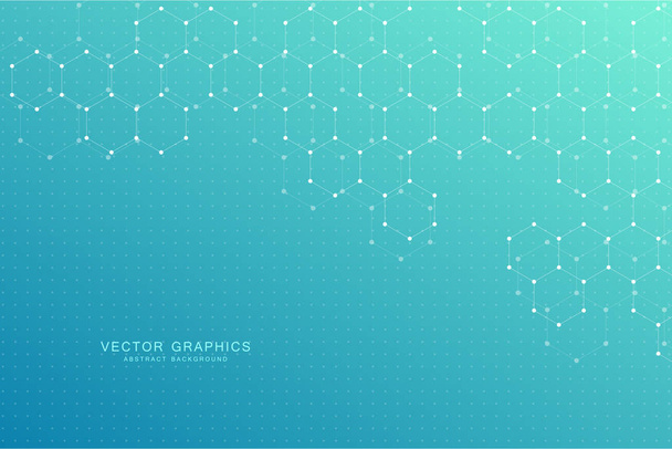 Abstract science background with hexagons and molecules. - Vector, Image