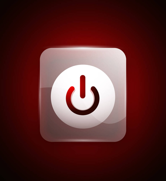 Botón de encendido de efecto transparente de vidrio, icono apagado, interfaz de usuario vectorial o diseño de símbolo de aplicación
 - Vector, imagen