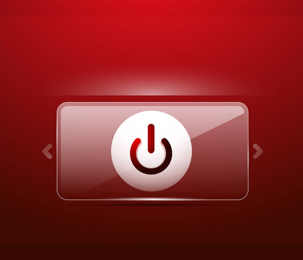 Glass transparent effect power start button, on off icon, vector UI or app symbol design - Vector, Image