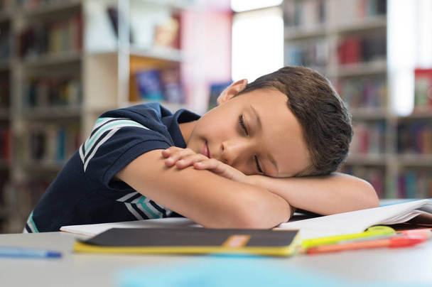 School boy sleeping on books - Zdjęcie, obraz