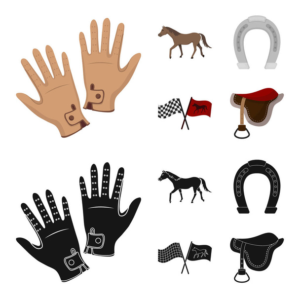 Race, track, horse, animal .Hippodrome and horse set collection icons in cartoon,black style vector symbol stock illustration web. - Vettoriali, immagini