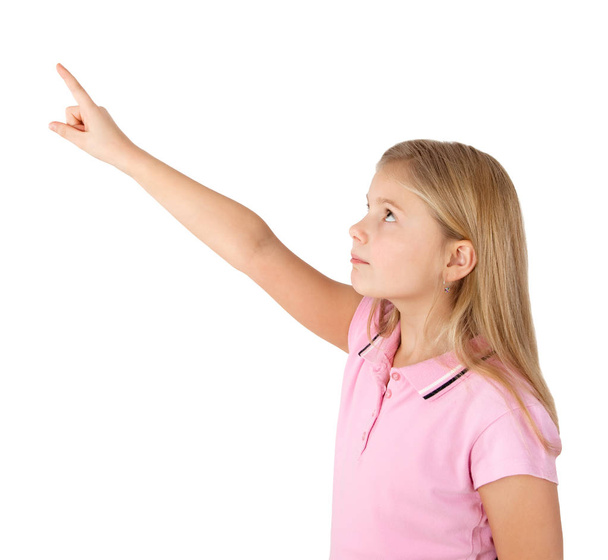 girl pointing up - Foto, afbeelding
