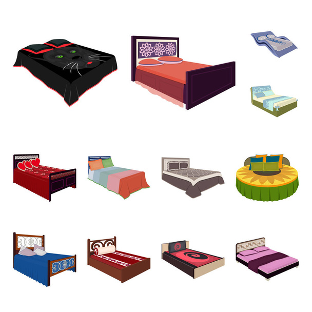 Diferentes camas iconos de dibujos animados en la colección de conjuntos para el diseño. Muebles para dormir vector isométrico símbolo stock web ilustración
. - Vector, imagen