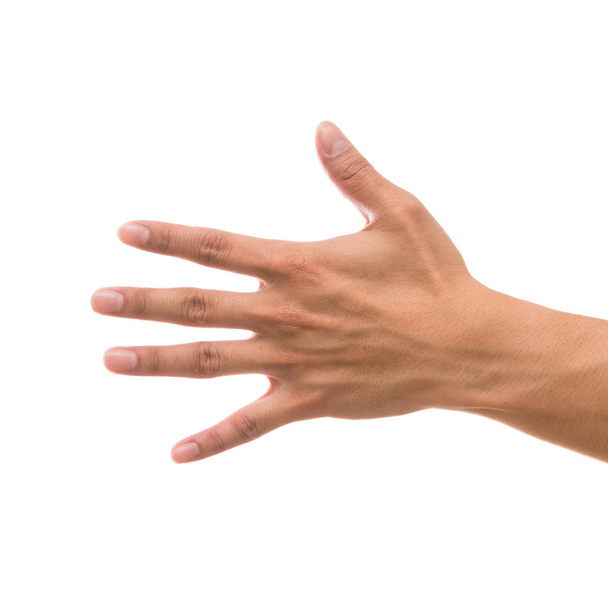 Men hand showing the multi action over white background, include clipping path - Photo, Image