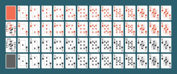игральные карты полный набор изолирован на синем фоне
 - Вектор,изображение