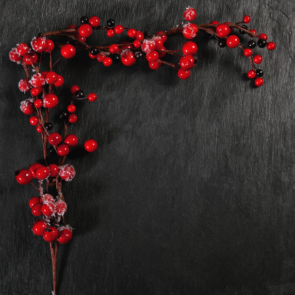 Christmas berries decoration with copy space - Fotó, kép