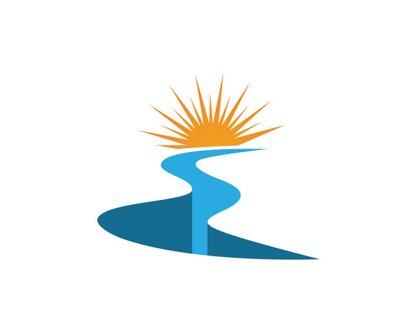 Ποταμού και τον ήλιο εικονογράφηση εικονίδιο προτύπου λογότυπο φορέα - Διάνυσμα, εικόνα