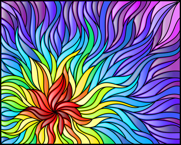 Fondo de vitral abstracto, los elementos coloreados dispuestos en el espectro del arco iris - Vector, imagen