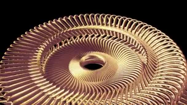 bewegte goldene Metallzahnräder Kettenelemente nahtlose Schleifenanimation 3D-Bewegungs-Grafiken Hintergrund neue Qualität industrieller Techno-Bau futuristisch cool schöne freudige Videoaufnahmen - Filmmaterial, Video