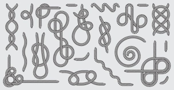 Большой набор векторных декоративных винтажных элементов морских верёвочных узлов
 - Вектор,изображение