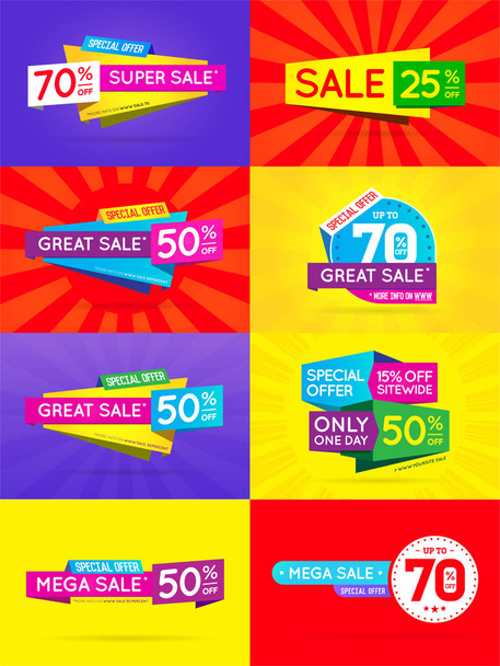 Big Set of Sale Sign Banner Poster ready for Web and Print. Vector. - Vector, Image