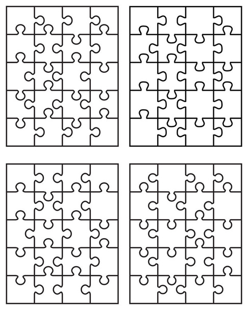Векторна ілюстрація чотирьох різних білих головоломок, окремих частин
 - Вектор, зображення